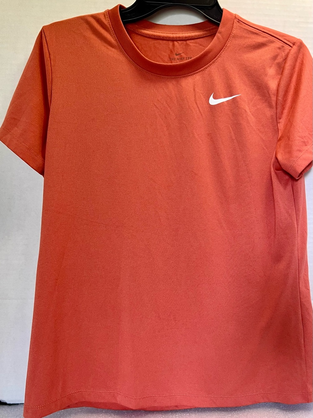 Nike Women’s Orange Short-Sleeve Dri-FIT Tee with White Swoosh B11P59